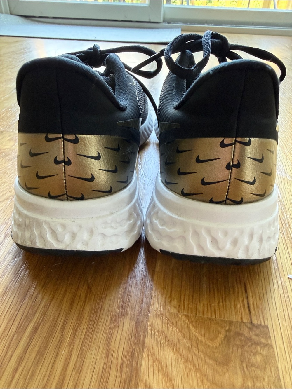 Nike Revolution Black and Gold Lightweight Running Sneakers NWOT - Picture 3 of 5
